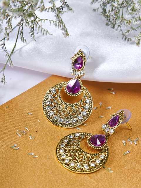 

ZeroKaata Purple Gold Plated Handcrafted Classic Drop Earrings