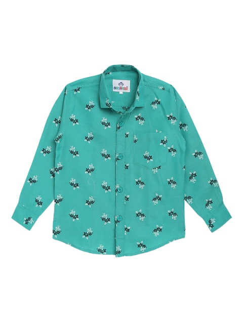 

Kidling Boys Green & Off-White Floral Print Classic Regular Fit Printed Casual Shirt