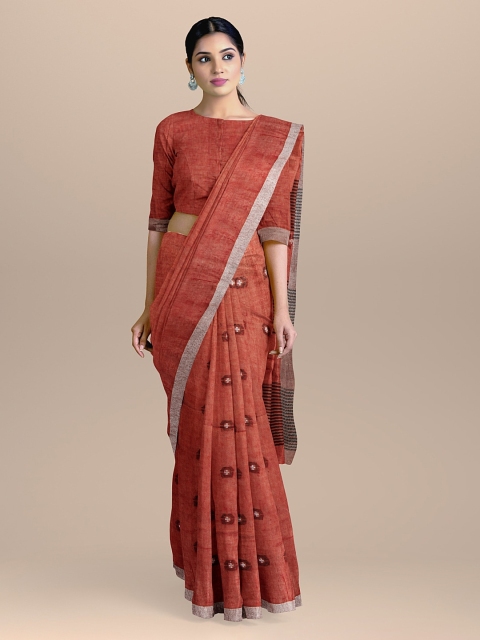 

BharatSthali Red & Black Woven Design Pure Cotton Sustainable Saree