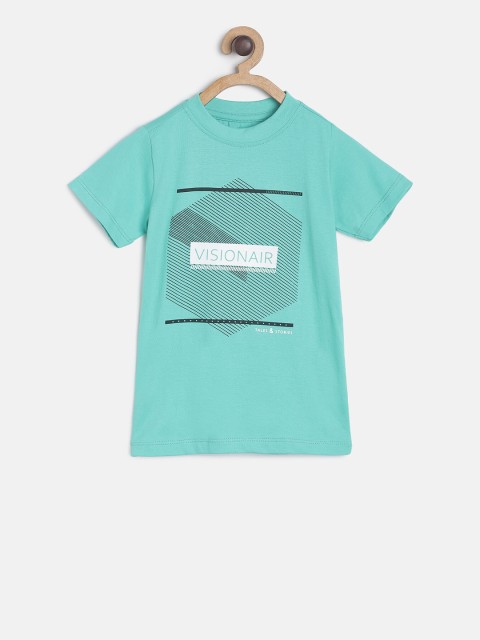 

TALES & STORIES Boys Sea Green Printed Round Neck T-shirt