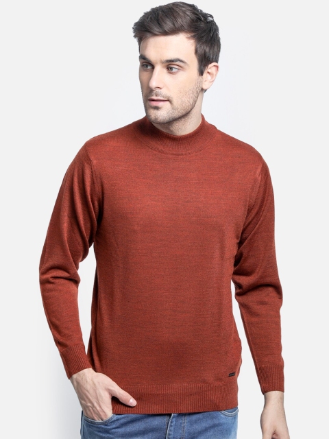 Monte Carlo Men Orange Solid Pullover Sweater