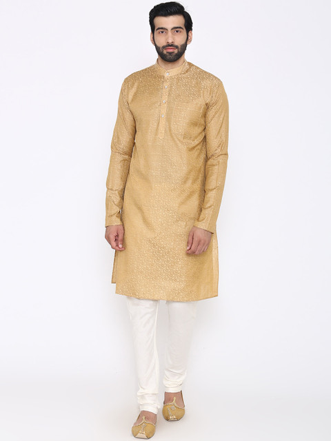

Wintage Men Beige Embroidered Kurta with Pyjamas