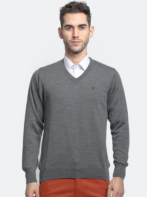 

Monte Carlo Men Grey Solid Pullover Sweater
