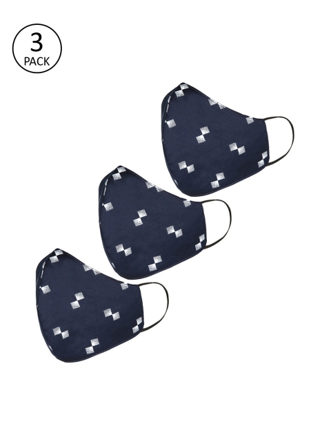

Tossido Men Navy Blue Printed 3-Pcs 3-Ply Cloth Masks