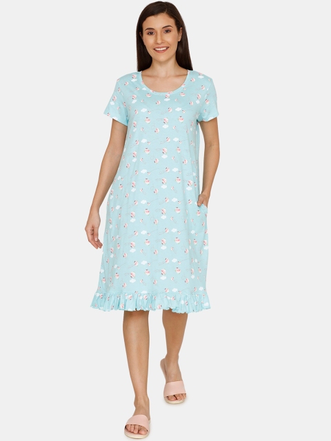 

Zivame Women Blue Printed Nightdress