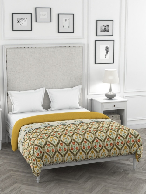 

Portico New York Beige & Mustard Yellow Floral Heavy Winter 120 GSM Double Bed Comforter