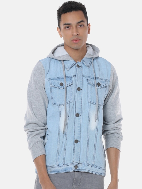 

Campus Sutra Men Blue Solid Windcheater Denim Jacket