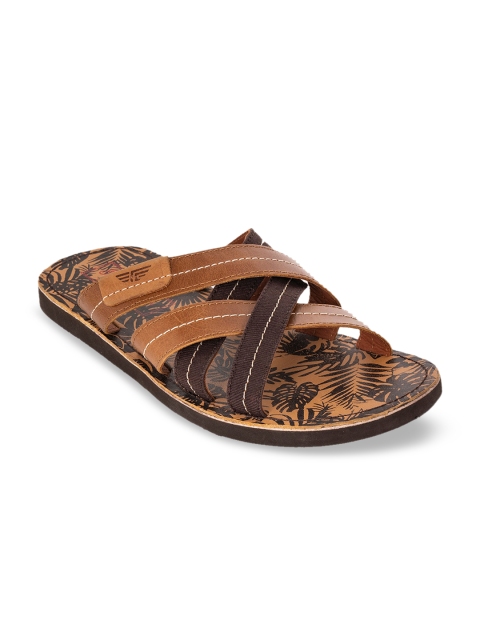 

Red Tape Men Tan Brown Tropical Print Sandals
