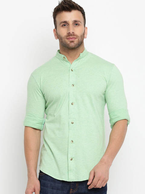 

GRITSTONES Men Green Regular Fit Solid Casual Shirt