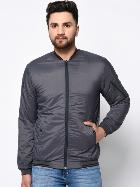 

Spirit Men Grey Solid Windcheater Bomber Jacket