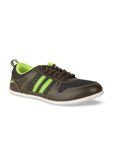 

Bata Men Brown & Fluorescent Green Colourblocked Sneakers