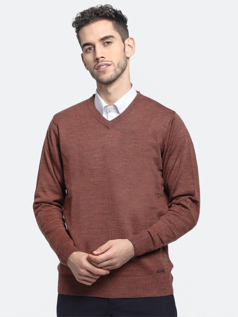 Monte Carlo Men Brown Solid Pullover Sweater