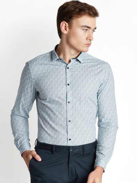 

RICHARD PARKER by Pantaloons Men Blue Slim Fit Printed Formal Shirt