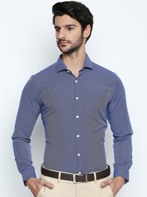 

RICHARD PARKER by Pantaloons Men Navy Blue Slim Fit Printed Formal Shirt