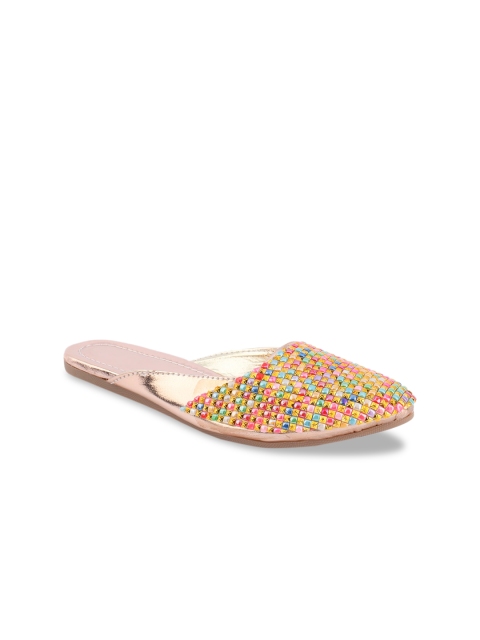 

DESI COLOUR Women Multicoloured Embellished Synthetic Patent Mules, Multi