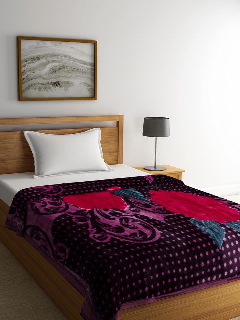 

NEUDIS Purple & Red Floral Heavy Winter 450 GSM Single Bed Blanket