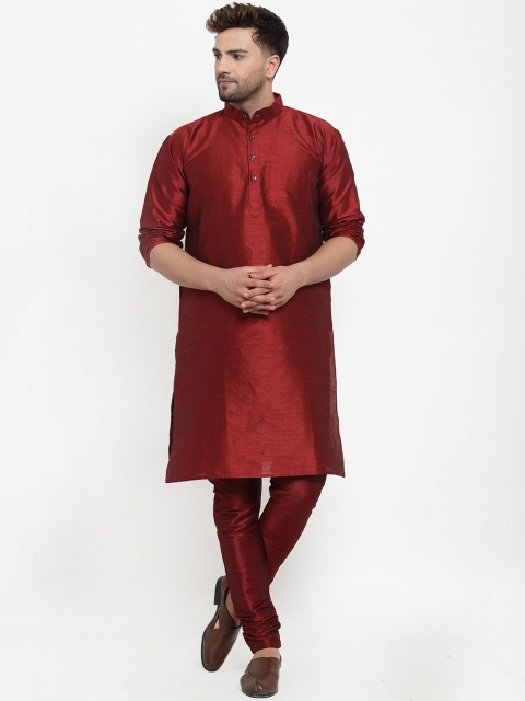 

Benstoke Men Maroon Solid Kurta with Churidar
