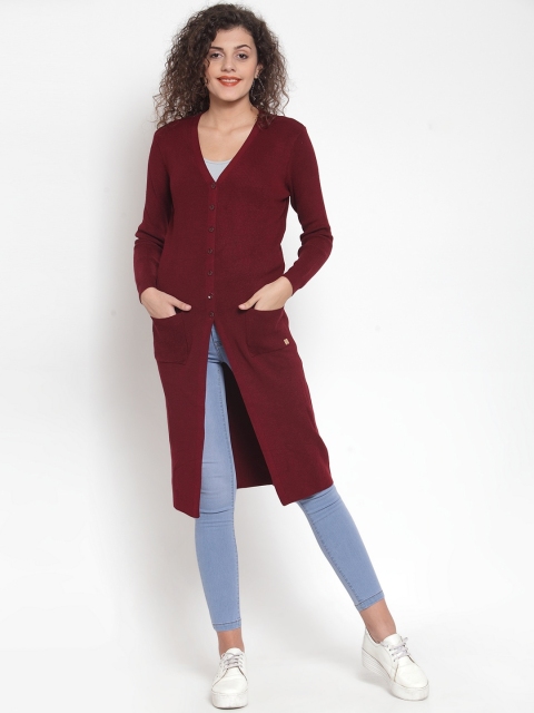 

Global Republic Women Maroon Solid Overcoat