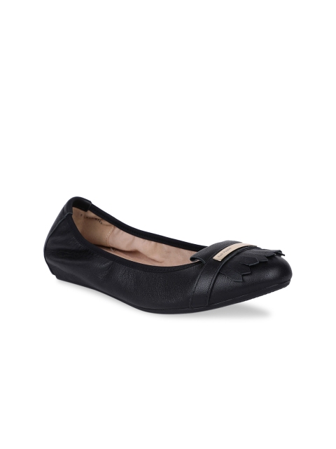 

Hush Puppies Women Black Solid Leather Ballerinas