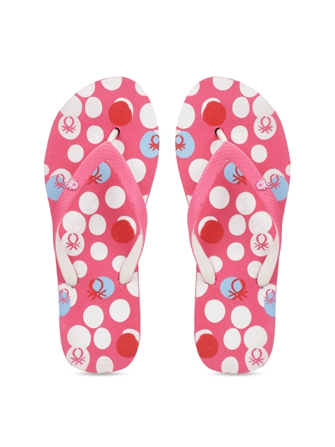 

United Colors of Benetton Women Pink & White Printed Thong Flip-Flops
