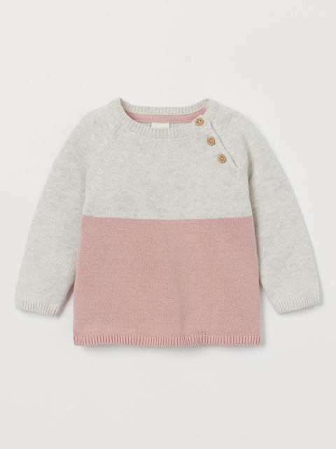 

H&M Girls Grey & Pink Knitted Jumper