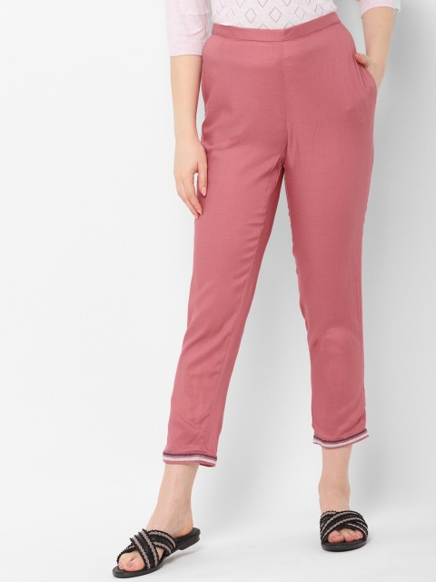 

Allen Solly Woman Women Pink Regular Fit Solid Trousers