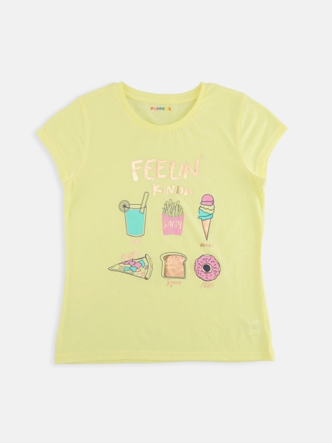 

POPPERS by Pantaloons Girls Yellow Printed Round Neck T-shirt