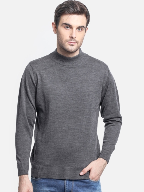 

Monte Carlo Men Grey Solid Pullover Sweater