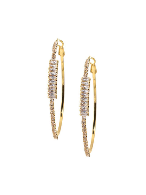 

TOKYO TALKIES X rubans FASHION ACCESSORIES Gold-Toned & White Handcrafted Hoop Earrings