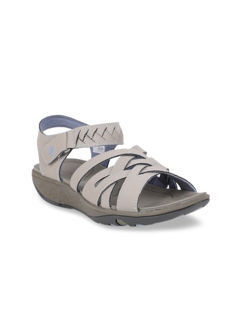 

Hush Puppies Women White Solid Sports Sandals, Grey