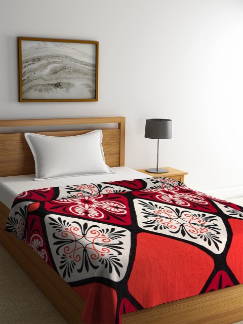 

NEUDIS Red & White Floral AC Room 210 GSM Single Bed Blanket