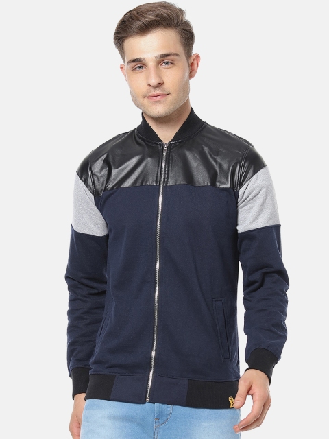 

Campus Sutra Men Blue & Black Colourblocked Windcheater Bomber