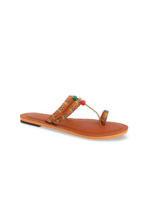 

DESI COLOUR Women Multicoloured Embellished Leather Open Toe Flats, Multi