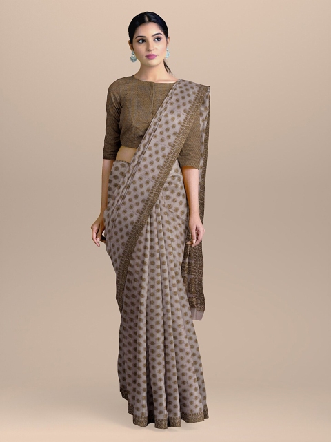 

BharatSthali Pink & Gold-Toned Silk Cotton Woven Design Saree