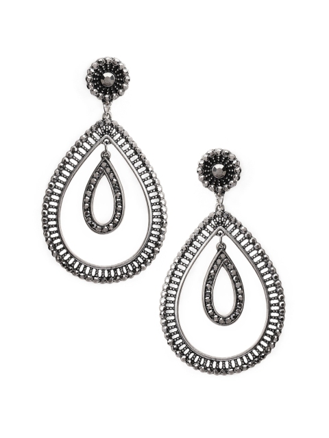 

TOKYO TALKIES X rubans FASHION ACCESSORIES Silver-Toned & Grey Handcrafted Earrings