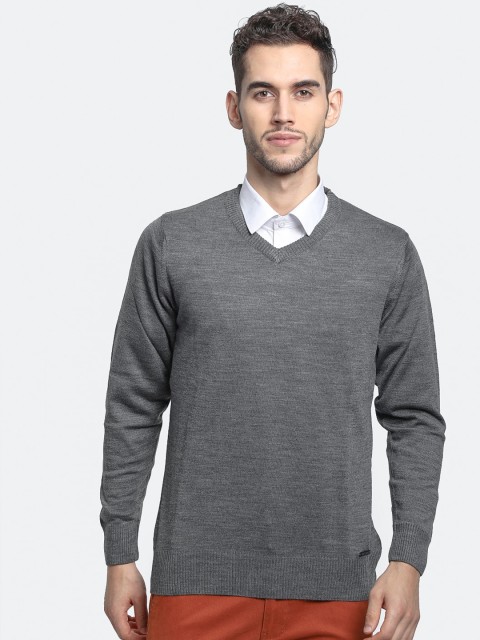 

Monte Carlo Men Grey Solid Pullover Sweater