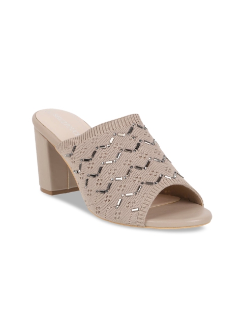 

SHUZ TOUCH Women Beige Woven Design Mules