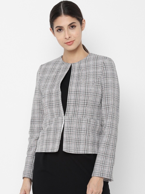 

Allen Solly Women Grey Checked Open-Front Blazer Casual Blazer