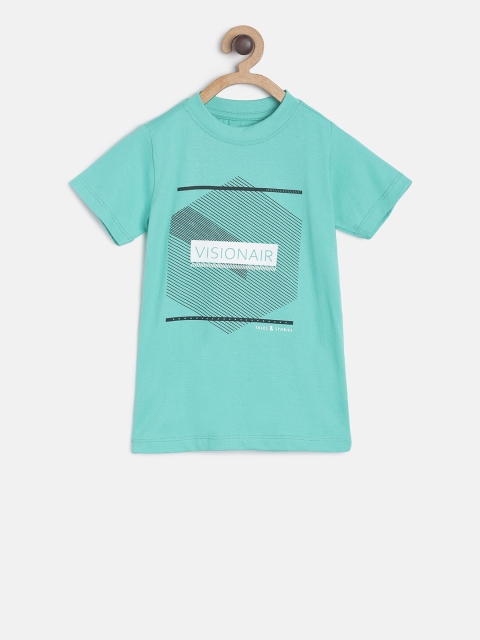 

TALES & STORIES Boys Sea Green Printed Round Neck T-shirt