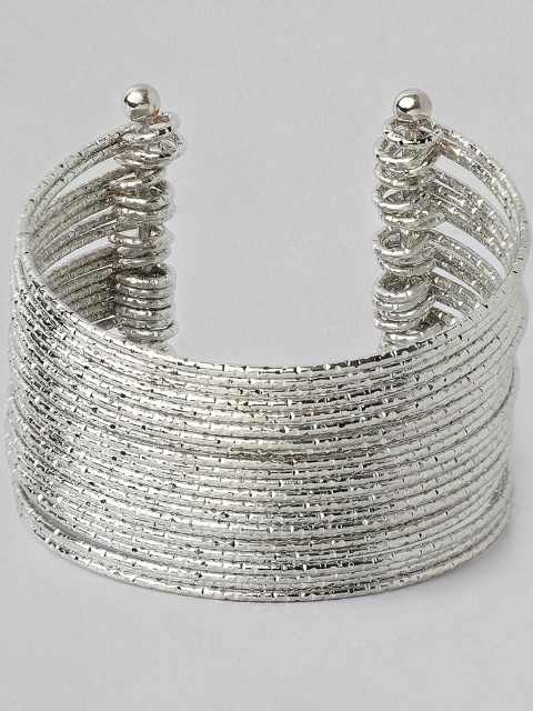 

TOKYO TALKIES X rubans FASHION ACCESSORIES Silver Toned Multi Layered Cuff Bracelet
