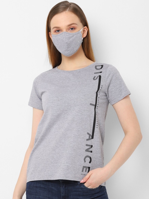 

Allen Solly Woman Grey Printed Round Neck T-shirt