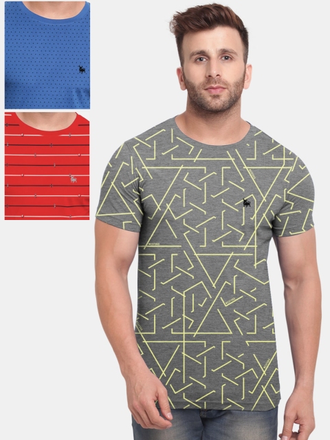 

BULLMER Men Pack of 3 Printed Round Neck T-shirt, Multi