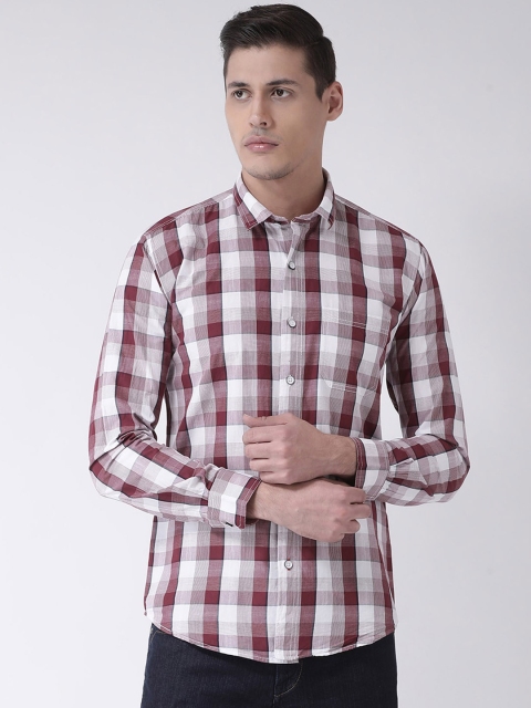 

COBB Men Maroon & Off-White Slim Fit Checked Casual Shirt