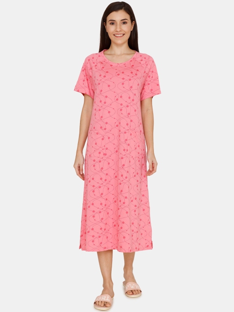 

Zivame Pink Printed Nightdress