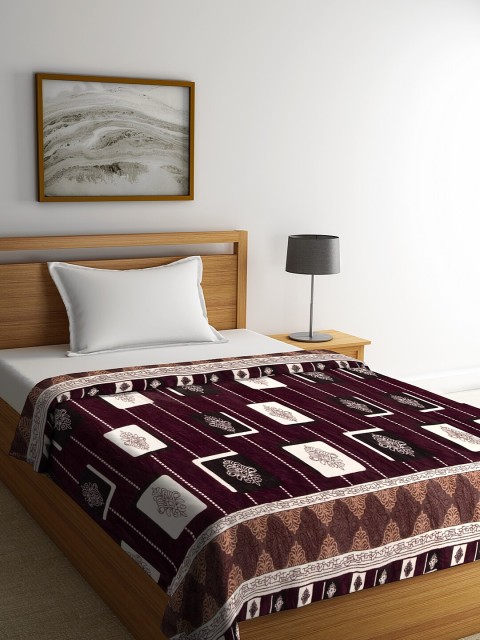 

NEUDIS Purple & Brown Ethnic Motifs AC Room 210 GSM Single Bed Blanket