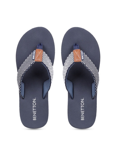 

United Colors of Benetton Men Blue Striped Thong Flip-Flops