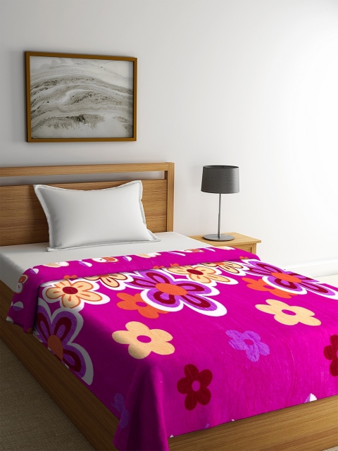 

NEUDIS Pink & Beige Floral AC Room 210 GSM Single Bed Blanket