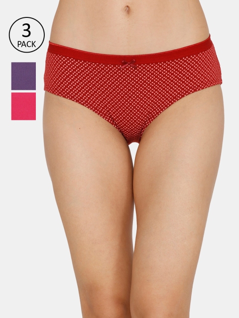 

Zivame Women Pack of 3 Assorted Hipster Briefs ZI2420FASHZPRED
