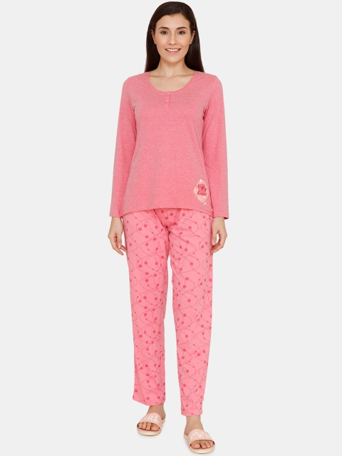 

Zivame Women Pink Solid Night Suit