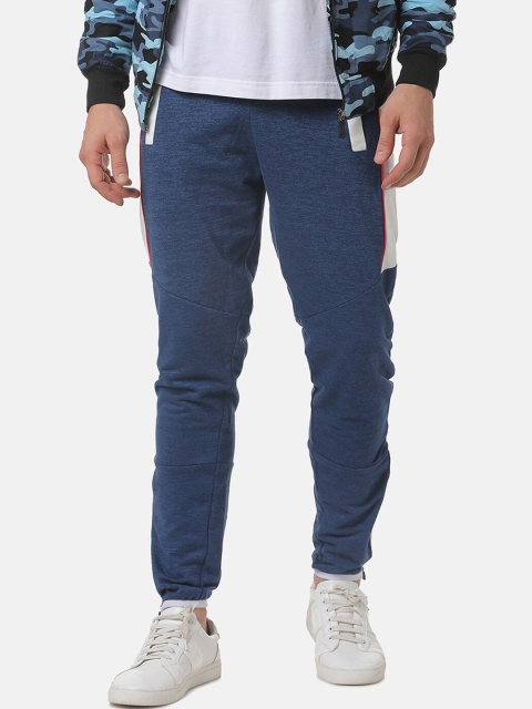 

Campus Sutra Men Navy Blue & White Colourblocked Straight-Fit Joggers